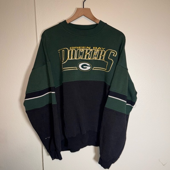 VINTAGE NFL LEE SPORTS GREEN BAY PACKERS embroidered two tone crewneck XL - Picture 1 of 5